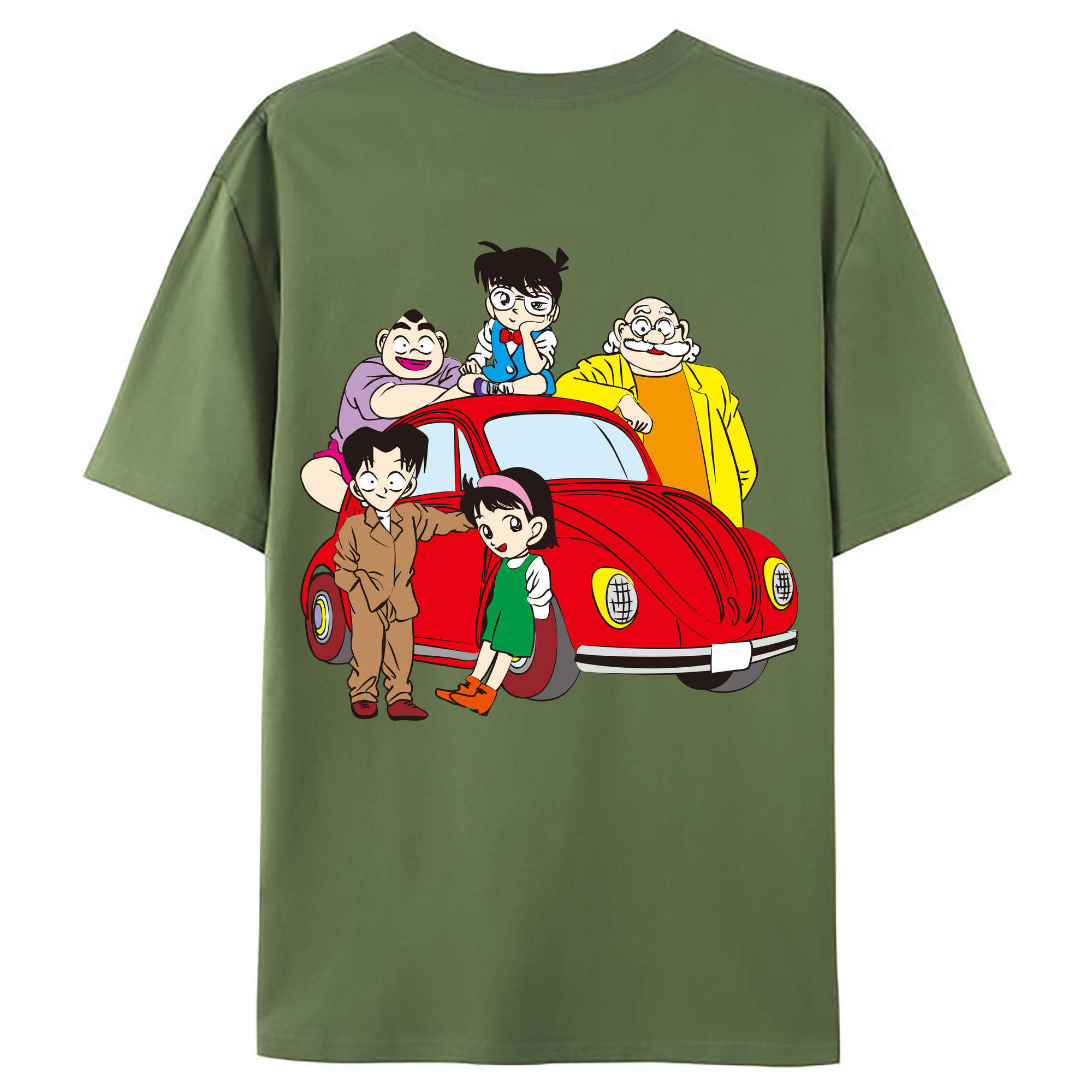 （画像用） 名探偵コナン Detective Conan 綿100％ メンズ半袖Tシャツ（バックプリント） 通気性